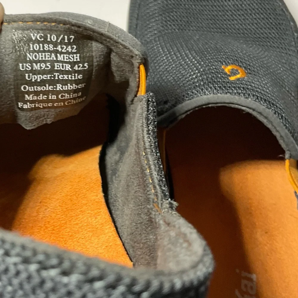 OluKai Men’s Gray Mesh Slip-On Loafers with Orange Insole